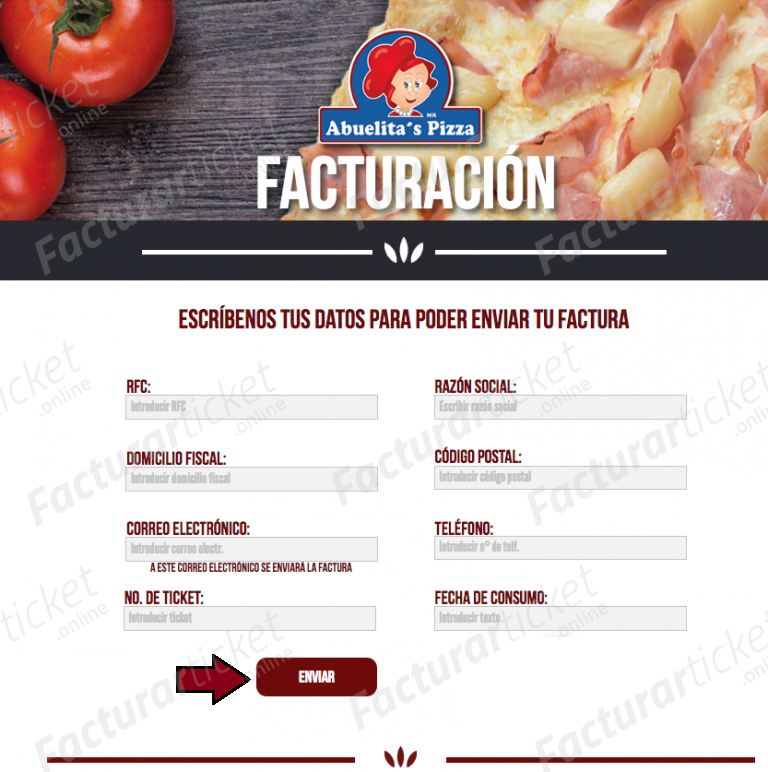 Facturación Ticket Abuelita Pizza
