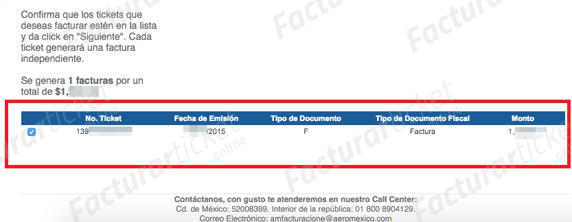 Facturación Ticket Aeromexico