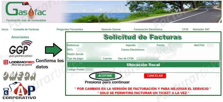 Facturación Ticket Gasofac