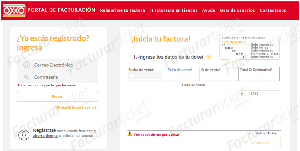 Facturación Ticket OXXO