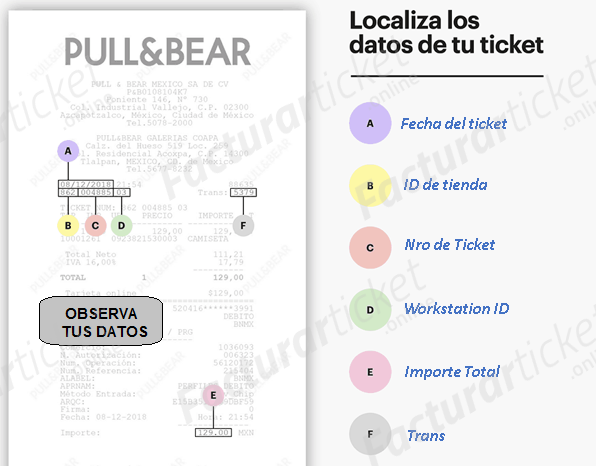 Facturación Ticket Pull and bear
