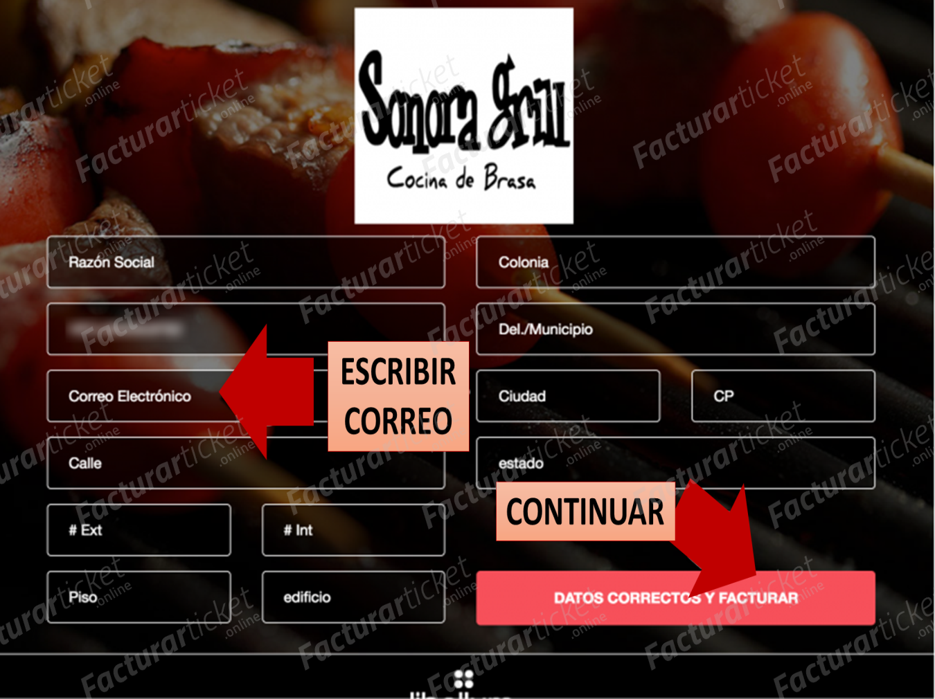 Facturación Ticket Sonora Grill