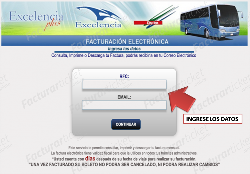 Facturación Ticket Zina Bus